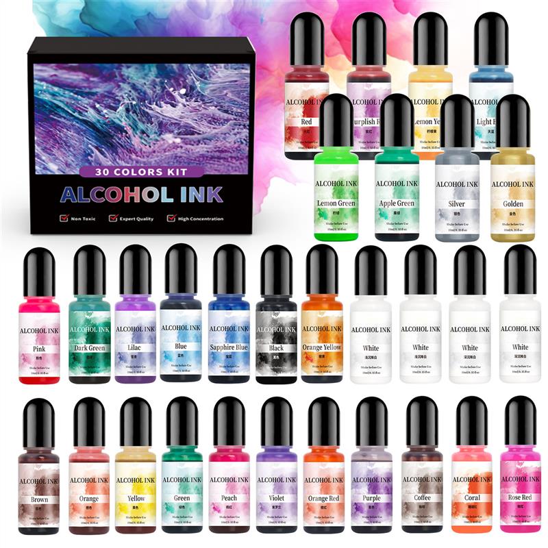 Alcohol Ink Set - Kit de pigments en résine époxy,