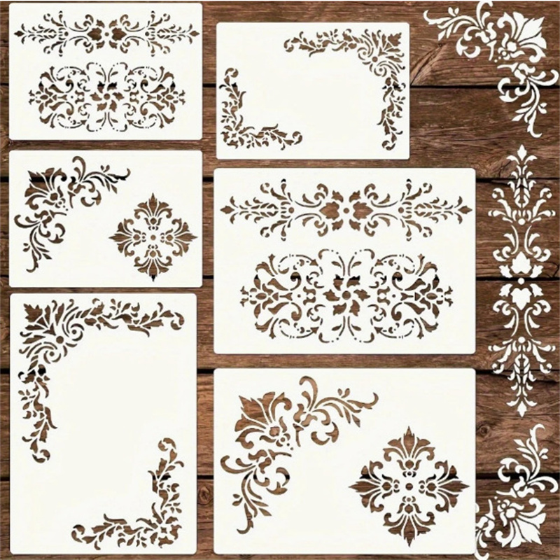 Art Craft Furniture - 6 pochoirs floraux d'angle pour la
