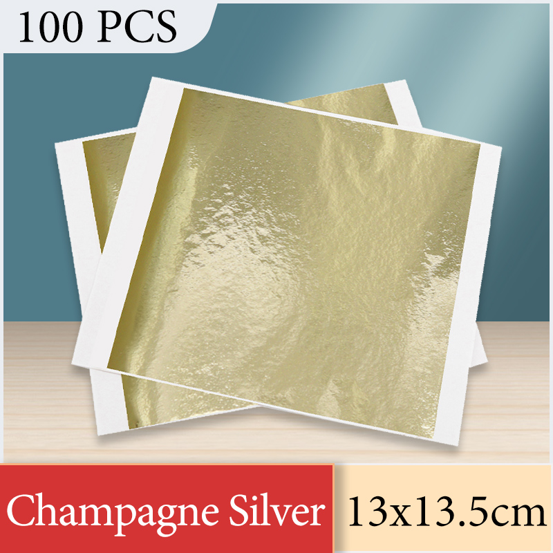 Art Craft Furniture - 13x13.5cm Champagne Argent Feuille Papier Or