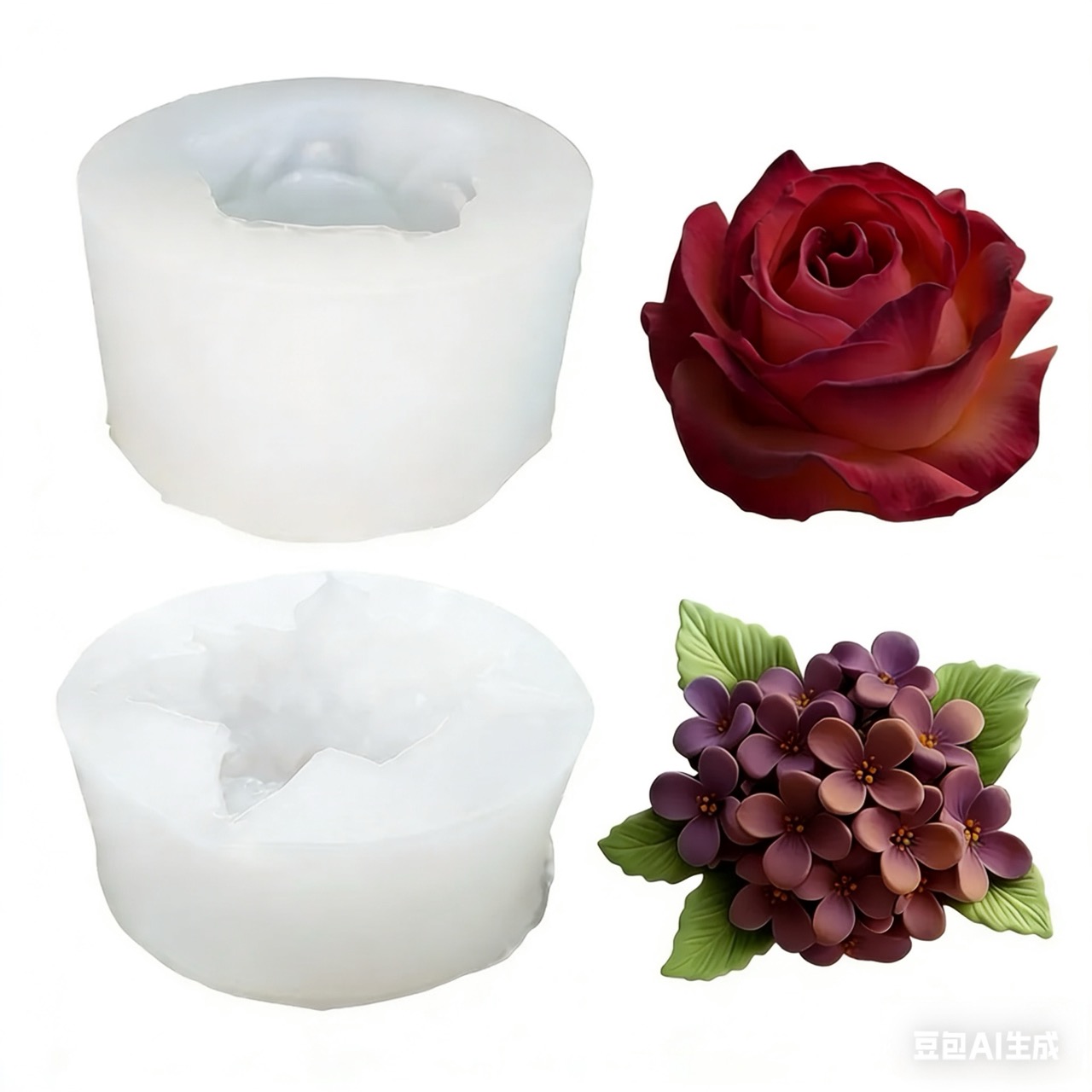 Art Craft Rose - 2 morceaux de moules en silicone