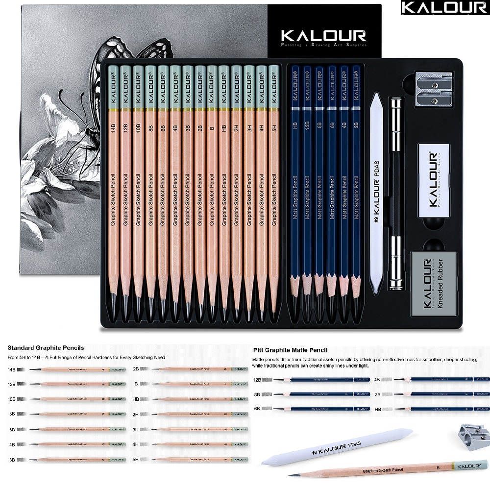 KALOUR 25/22 pièces Ensemble d - Sketching Charcoal Set avis et prix