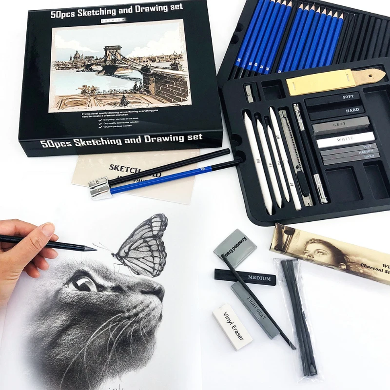 50 pièces ensemble de crayons  - Sketching Charcoal Set avis et prix